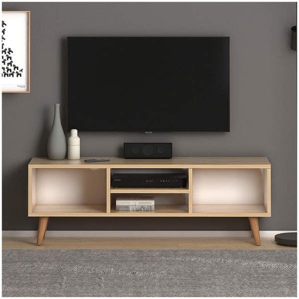 Έπιπλο τηλεόρασης Loren  από μελαμίνη χρώμα oak 120x30x40εκ. - Image 3