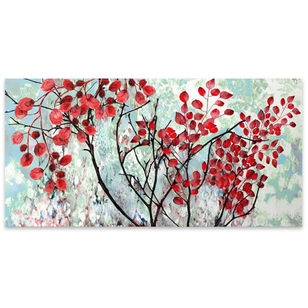 Πίνακας σε καμβά "Red Leaves"  ψηφιακής εκτύπωσης 100x50x3εκ.
