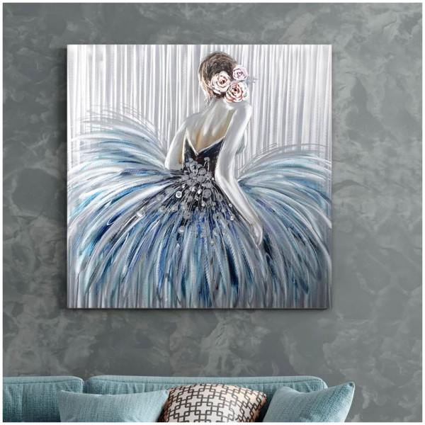 Πίνακας σε καμβά "Girl In Pearl Dress"  ψηφιακής εκτύπωσης 90x90x3εκ. - Image 2