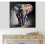 Πίνακας σε καμβά "Colorful Elephant"  ψηφιακής εκτύπωσης 100x100x3εκ. - Image 2