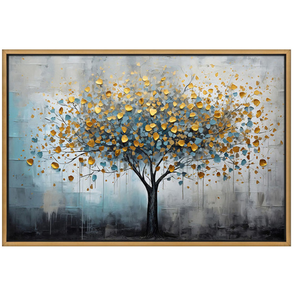 Πίνακας σε καμβά "Gold Tree"  ψηφιακής εκτύπωσης με κορνίζα χρώμα χρυσό 140x100x3εκ.