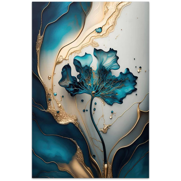Πίνακας σε καμβά "Emerald Flower"  ψηφιακής εκτύπωσης 70x100x3εκ. - Image 1