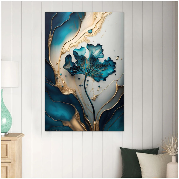 Πίνακας σε καμβά "Emerald Flower"  ψηφιακής εκτύπωσης 70x100x3εκ. - Image 2