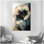 Πίνακας σε καμβά "Emerald Golden Flower"  ψηφιακής εκτύπωσης 70x100x3εκ. - Image 2