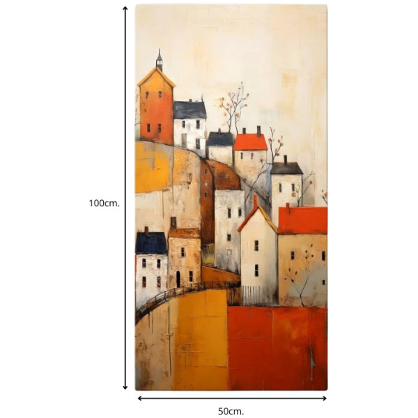 Πίνακας σε καμβά "Houses on the Hill"  ψηφιακής εκτύπωσης 50x100x3εκ. - Image 3