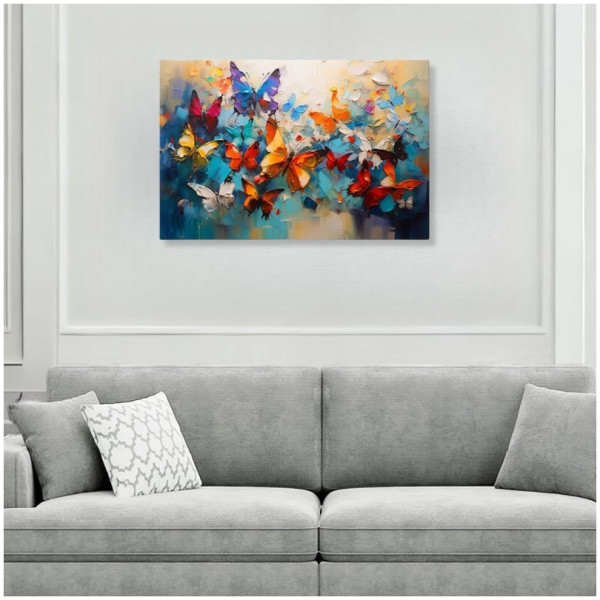 Πίνακας σε καμβά "Festival of Butterflies"  ψηφιακής εκτύπωσης 100x70x3εκ. - Image 2