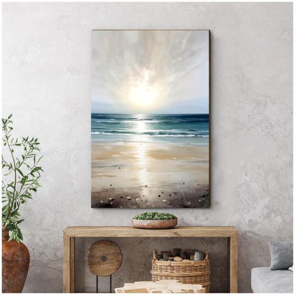 Πίνακας σε καμβά "Sunrise on the Beach"  ψηφιακής εκτύπωσης 50x75x3εκ. - Image 2