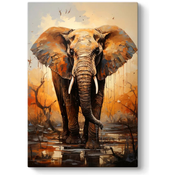 Πίνακας σε καμβά "Elephant Story"  ψηφιακής εκτύπωσης 60x90x3εκ. - Image 1