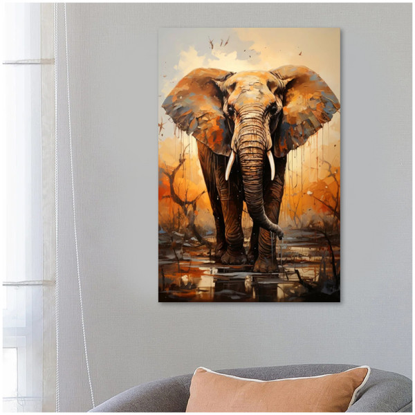 Πίνακας σε καμβά "Elephant Story"  ψηφιακής εκτύπωσης 60x90x3εκ. - Image 2