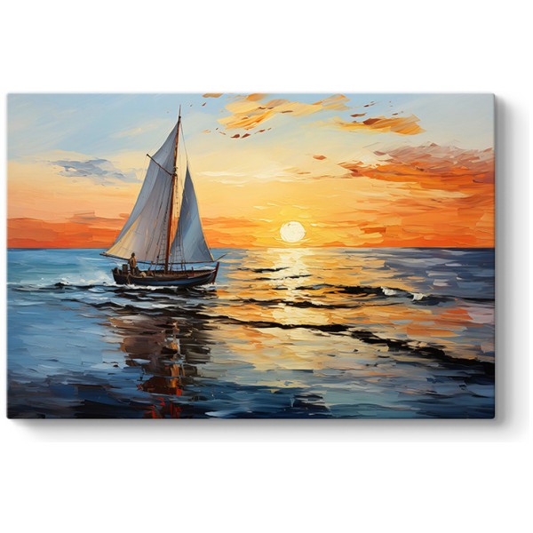 Πίνακας σε καμβά "Fisherman at the sunset"  ψηφιακής εκτύπωσης 120x60x3εκ. - Image 1