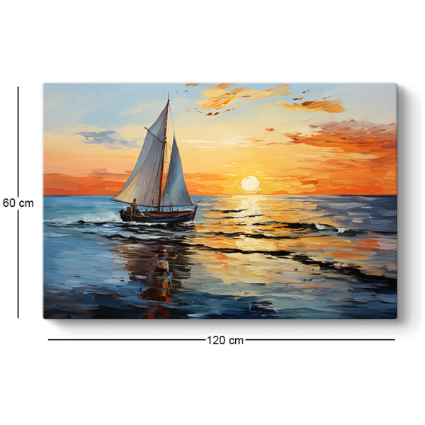Πίνακας σε καμβά "Fisherman at the sunset"  ψηφιακής εκτύπωσης 120x60x3εκ. - Image 3