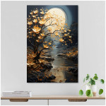 Πίνακας σε καμβά "Dance of Flowers in Moonlight"  ψηφιακής εκτύπωσης 60x90x3εκ. - Image 2