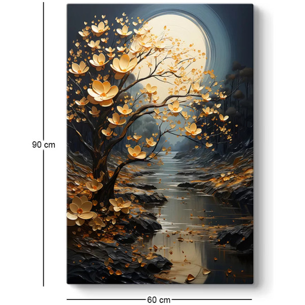Πίνακας σε καμβά "Dance of Flowers in Moonlight"  ψηφιακής εκτύπωσης 60x90x3εκ. - Image 3