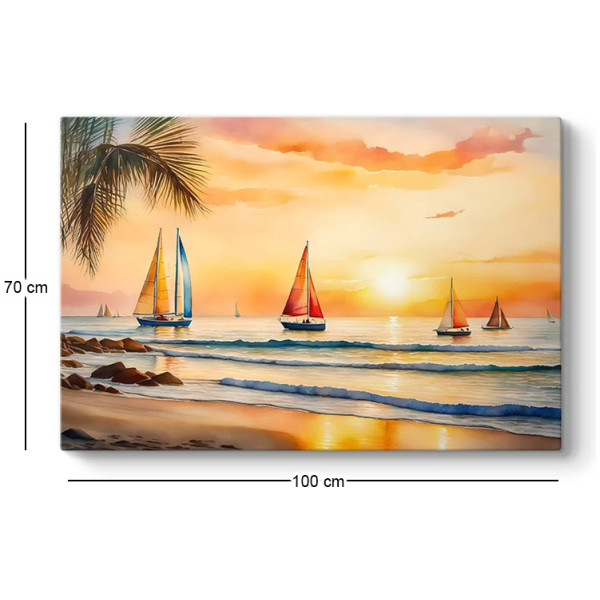 Πίνακας σε καμβά "Tropical Sails at the Sunset"  ψηφιακής εκτύπωσης 100x70x3εκ. - Image 3