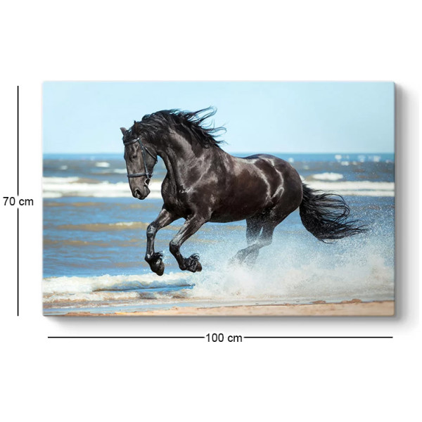 Πίνακας σε καμβά "Black Horse"  ψηφιακής εκτύπωσης 100x70x3εκ. - Image 3