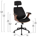 ΚΑΡΕΚΛΑ ΓΡΑΦΕΙΟΥ ΔΙΕΥΘΥΝΤΙΚΗ SUPERIOR PRO HM1109.01 ΚΑΡΥΔΙ-ΜΑΥΡO PU 63x67x123Yεκ. - Image 2