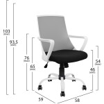 ΚΑΡΕΚΛΑ ΓΡΑΦΕΙΟΥ MALFOI HM1053.21 ΓΚΡΙ MESH & ΠΟΔΙ ΜΕΤΑΛΛΙΚΟ 58x59x103 cm - Image 2