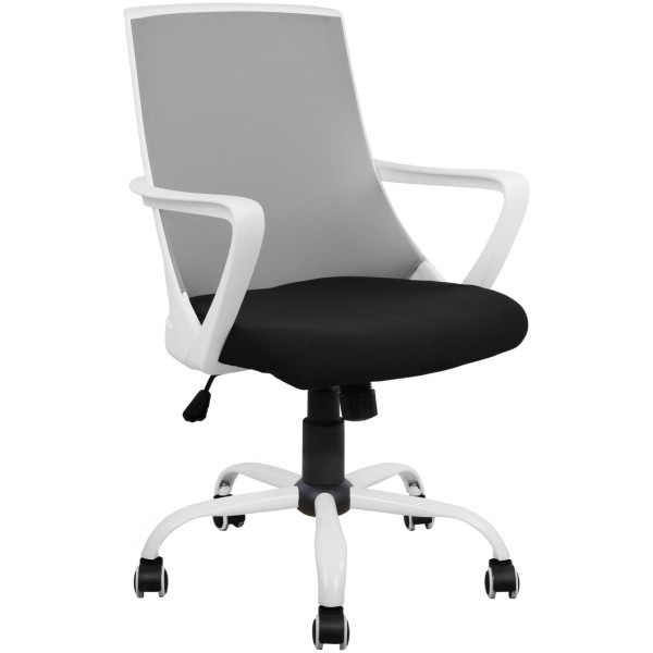 ΚΑΡΕΚΛΑ ΓΡΑΦΕΙΟΥ MALFOI HM1053.21 ΓΚΡΙ MESH & ΠΟΔΙ ΜΕΤΑΛΛΙΚΟ 58x59x103 cm - Image 1