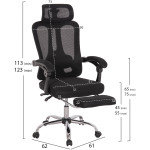 ΚΑΡΕΚΛΑ ΓΡΑΦΕΙΟΥ BARNET HM18258.01 ΜΑΥΡΟ MESH-ΜΑΥΡΟΣ ΣΚΕΛΕΤΟΣ NYLON 61x62x123Υ - Image 2
