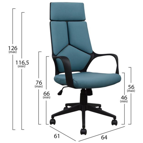 ΚΑΡΕΚΛΑ ΓΡΑΦΕΙΟΥ ANIVIA HM1054.06 ΓΚΡΙ ΣΙΕΛ & ΠΟΔΙ ΜΑΥΡΟ 64x61x126 εκ. - Image 2