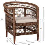 ΠΟΛΥΘΡΟΝΑ MALAWI HM9635.01 ΞΥΛΟ ΜΑΟΝΙ ΜΕ RATTAN ΚΑΦΕ-ΛΕΥΚΟ ΜΑΞΙΛΑΡΙ 80x70x86Υεκ. - Image 2