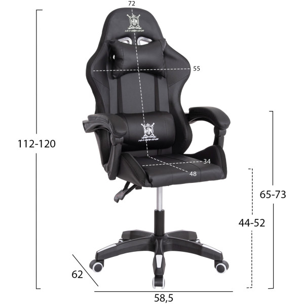 ΠΟΛΥΘΡΟΝΑ GAMING DARREN HM1203.04 ΜΑΥΡΟ-ΛΕΥΚΟ PVC & NYLON 58.5x100x120Υεκ. - Image 2