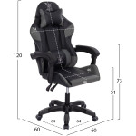 ΠΟΛΥΘΡΟΝΑ GAMING DARREN HM1203.10 ΜΑΥΡΟ-ΓΚΡΙ PVC & NYLON 60x60x120Υεκ. - Image 2