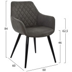 ΠΟΛΥΘΡΟΝΑ MANDO HM8006.10 ΜΕ ΓΚΡΙ NUBUCK ΥΦΑΣΜΑ 60x60x84 εκ. - Image 2