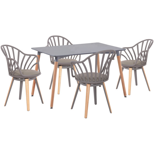 ΣΕΤ ΤΡΑΠΕΖΑΡΙΑΣ 5ΤΜΧ ANAIS HM21176 MDF TOP ΣΕ ΓΚΡΙ--P.P. & PU ΣΕ ΓΚΡΙ