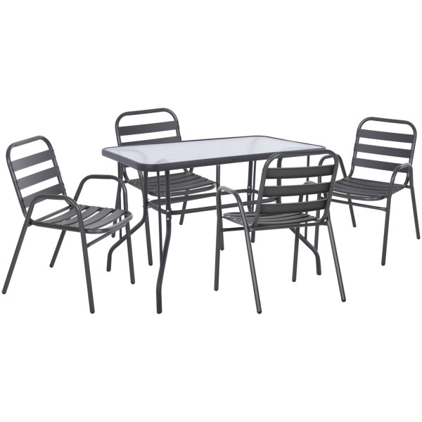 ΣΕΤ ΤΡΑΠΕΖΑΡΙΑΣ 5ΤΜΧ ADAM HM21219 ΚΑΡΕΚΛΕΣ ΜΕΤΑΛΛΙΚΕΣ & ΤΡΑΠΕΖΙ 110x60 ΓΚΡΙ - Image 1