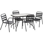 ΣΕΤ ΤΡΑΠΕΖΑΡΙΑΣ 5ΤΜΧ ADAM HM21219.01 ΚΑΡΕΚΛΕΣ ΜΕΤΑΛΛΙΚΕΣ & ΤΡΑΠΕΖΙ 110x60 ΜΑΥΡΟ