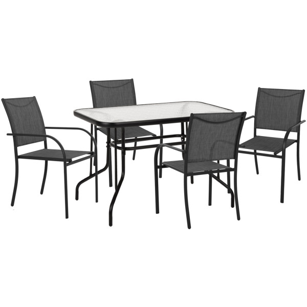 ΣΕΤ ΤΡΑΠΕΖΑΡΙΑΣ 5ΤΜΧ REDAN HM21223.01 ΤΡΑΠΕΖΙ & 4 ΠΟΛΥΘΡΟΝΕΣ ΣΕ ΜΑΥΡΟ