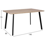 ΣΕΤ ΤΡΑΠΕΖΑΡΙΑΣ 5ΤΜΧ HM10347 ΤΡΑΠΕΖΙ 140x80x76 cm & 4 ΚΑΡΕΚΛΕΣ VEGAS - Image 2