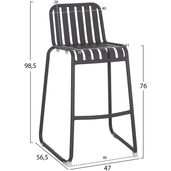 ΣΚΑΜΠΟ ΜΠΑΡ ΑΛΟΥΜΙΝΙΟΥ RACHEL HM6341.01 ΓΚΡΙ 47x56,5x98,5Υεκ. - Image 2