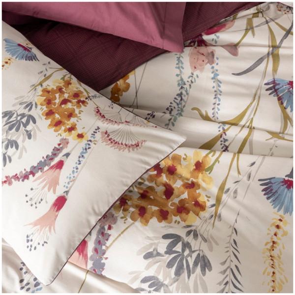 Σετ παπλωματοθήκη Flos Cotton Box 3 τμχ Μονή (160x220) χρώμα μπορντώ - Image 2