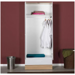 Ντουλάπα ρούχων Base  δίφυλλη με συρτάρια χρώμα λευκό - sonoma 80x52x198εκ. - Image 2