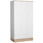 Ντουλάπα ρούχων Base  τρίφυλλη με συρτάρια χρώμα λευκό - sonoma 103x52x198εκ.