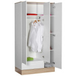 Ντουλάπα ρούχων Base  τρίφυλλη με συρτάρια χρώμα λευκό - sonoma 103x52x198εκ. - Image 3