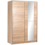 Ντουλάπα ρούχων Slide  συρόμενη με καθρέπτη χρώμα sonoma 120x52x182εκ.