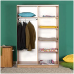 Ντουλάπα ρούχων Slide  συρόμενη με καθρέπτη χρώμα sonoma 120x52x182εκ. - Image 2