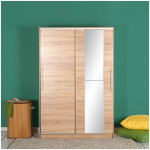 Ντουλάπα ρούχων Slide  συρόμενη με καθρέπτη χρώμα sonoma 120x52x182εκ. - Image 3