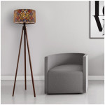 Φωτιστικό δαπέδου Rosling  Mdf/ύφασμα Pvc χρώμα καρυδί - πολύχρωμο 38x38x140εκ. - Image 2
