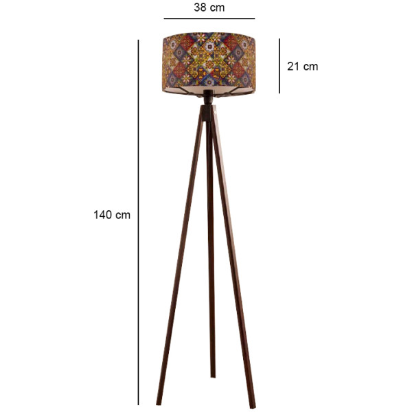 Φωτιστικό δαπέδου Rosling  Mdf/ύφασμα Pvc χρώμα καρυδί - πολύχρωμο 38x38x140εκ. - Image 3