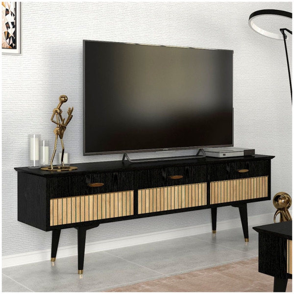 Έπιπλο τηλεόρασης Bolea  χρώμα modern black 150x35x49,7 εκ. - Image 1