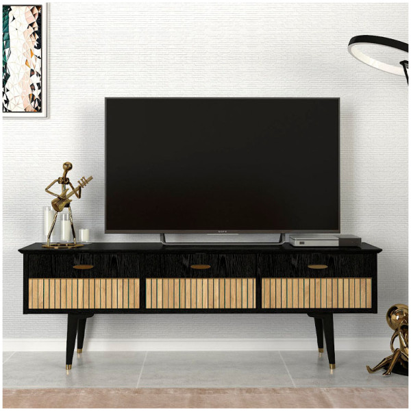 Έπιπλο τηλεόρασης Bolea  χρώμα modern black 150x35x49,7 εκ. - Image 3
