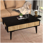 Τραπεζάκι σαλονιού Bolea  χρώμα modern black - φυσικό οξιάς 90x60x38,6εκ.
