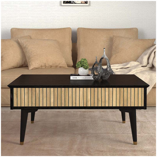 Τραπεζάκι σαλονιού Bolea  χρώμα modern black - φυσικό οξιάς 90x60x38,6εκ. - Image 2