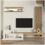 Σύνθεση τηλεόρασης Dumont  χρώμα λευκό - sepet oak 240x36,8x200εκ. - Image 2
