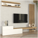Σύνθεση τηλεόρασης Dumont  χρώμα λευκό - sepet oak 240x36,8x200εκ. - Image 3