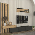 Σύνθεση τηλεόρασης Rosaline  χρώμα ανθρακί - sepet oak 233x31,3x196,8εκ. - Image 3